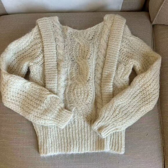 RARE Sezane Brune Jumper Sweater XS/M Ecru Cream Ivory French Soft Alpaca Knit - Picture 6 of 11
